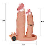 Подовжуюча подвійна насадка на член з вібрацією Pleasure X-Tender Vibrating Double Penis Sleeve Add 1", фото 2
