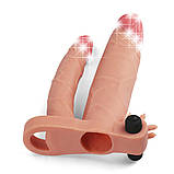 Подовжуюча подвійна насадка на член з вібрацією Pleasure X-Tender Vibrating Double Penis Sleeve Add 1", фото 4