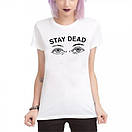 Стильна біла футболка logo stay dead, фото 3