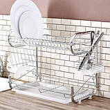 Сушарка зі сталі для посуду настільна Edenberg EB-2108 Органайзер для посуду, фото 9