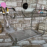 Сушарка зі сталі для посуду настільна Edenberg EB-2108 Органайзер для посуду, фото 2