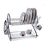 Сушарка зі сталі для посуду настільна Edenberg EB-2109 Органайзер для посуду, фото 10