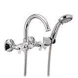 Змішувач для ванни з верхнім середнім виливом гусаком носиком зверху з душем MX Fobos 009 EURO, фото 2