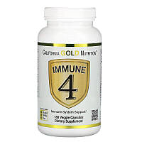 Immune4, средство для укрепления иммунитета, цинк, селен, витамины С и Д, 180 растительных капсул.