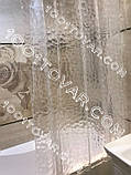 Силіконова шторка для ванної кімнати з 3D ефектом, розмір 180х180 див., біло-прозора, фото 3