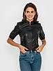 Шкіряна куртка з коротким рукавом VK чорна жіноча (Арт. LT311-B), фото 5