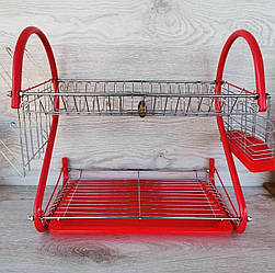 Сушарка з неіржавкої сталі для посуду настільна Edenberg EB-2110 Червона