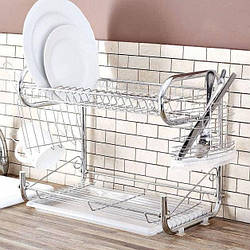 Сушарка зі сталі для посуду настільна Edenberg EB-2108 Хромована сталь