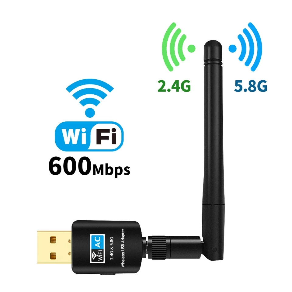 USB-адаптер Wi-Fi 600Mb дводіапазонний 2,4 + 5 Ггц, фото 1