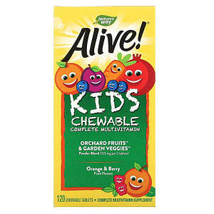 Вітаміни для дітей Nature's Way, Alive! Kids Chewable Complete Multivitamin 120 таб.