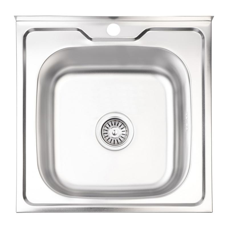 Кухонна раковина Lidz 5050 0.8мм Satin квадратна, фото 1