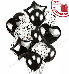 Гелієві кулі "Confetti black", набір 14 шт (кульки з гелієм)