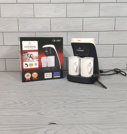 Кавоварка, крапельна Crownberg CB-1567 + 2 чашки 500 Вт, фото 1