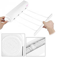 Білизняна мотузка автоматична висувна Настінна вішалка для сушки одягу (4 шнура по 3,2 метра) (2155)