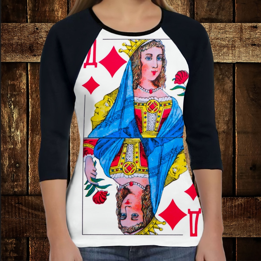 Лонгслив-реглан з 3D принтом: Гральні Карти. Бубнова Дама ВСІ Розміри, фото 1
