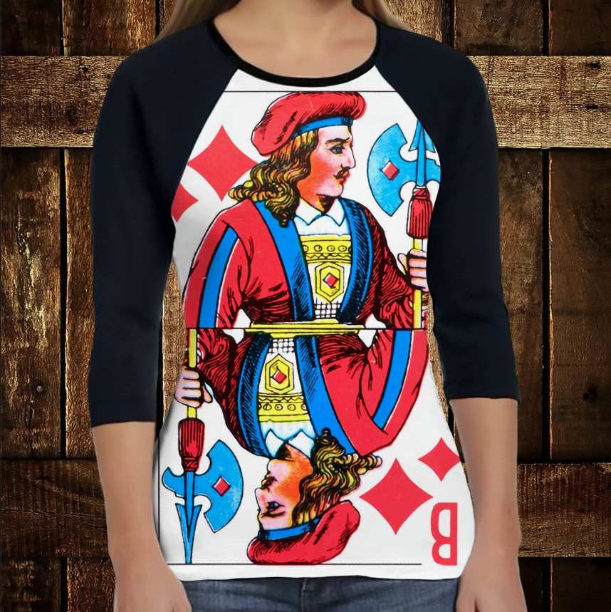 Лонгслив-реглан з 3D принтом: Гральні Карти. Бубновий валет ВСІ Розміри, фото 1