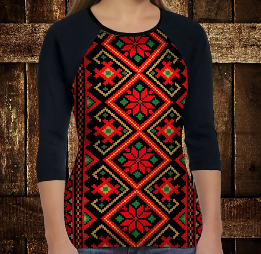 Лонгслив-реглан з 3D принтом: Вишиванка орнамент 1298 ВСІ Розміри, фото 1