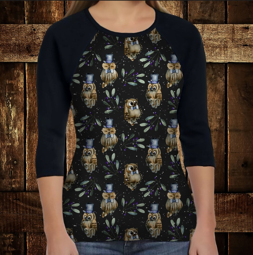 Лонгслив-реглан з 3D принтом: Сови і Філіни в шляпах ВСІ Розміри, фото 1
