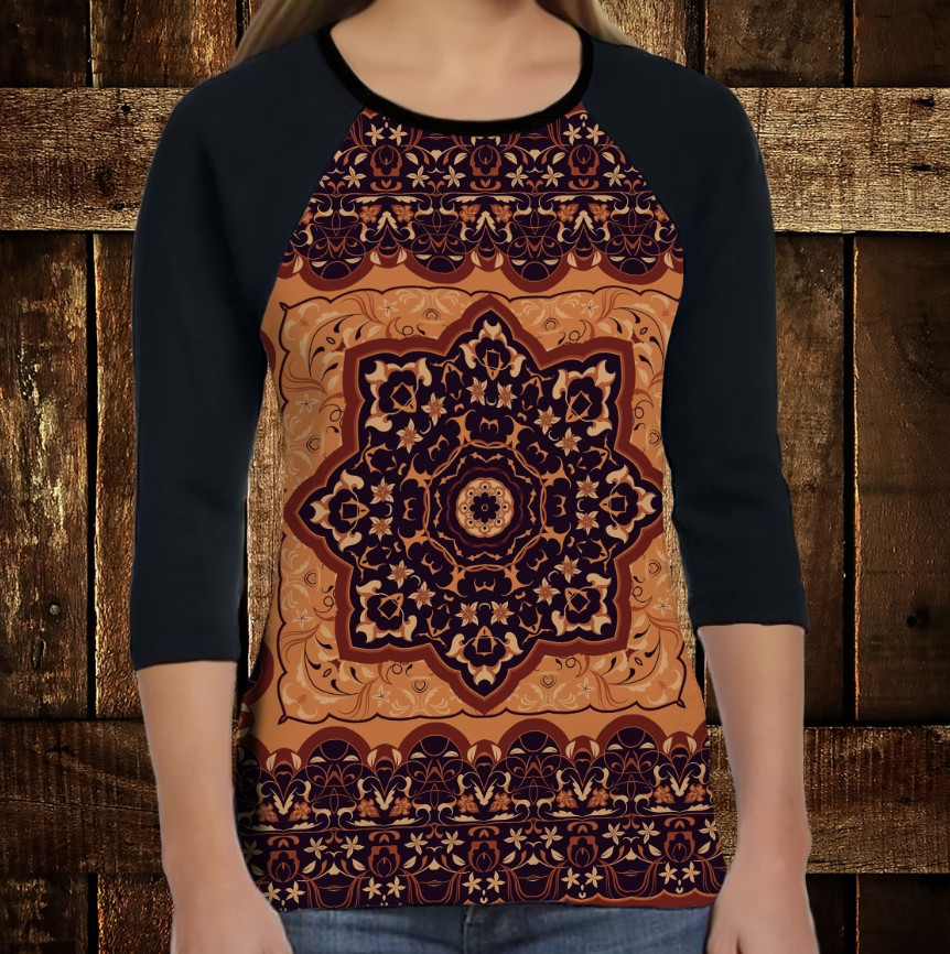 Лонгслив-реглан з 3D принтом: Арабський орнамент ВСІ Розміри, фото 1