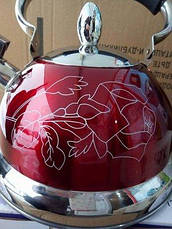 Якісний металевий чайник зі свистком з нержавіючої сталі для газової плити А-Плюс чайник нержавійка, фото 3