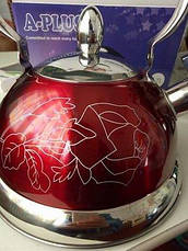 Якісний металевий чайник зі свистком з нержавіючої сталі для газової плити А-Плюс чайник нержавійка, фото 4