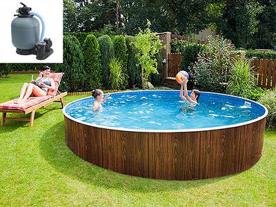 Круглий збірний басейн Azuro Wood 402 DL Ø 4.6 м, глибина 1.2 м, пісочна фільтраційна станція