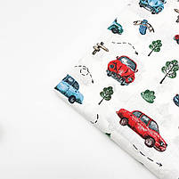 Польська бязь "Машинки червоні, блакитні з деревами", фото 5