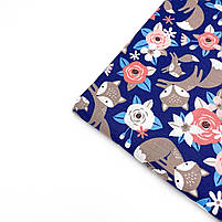 Польська бавовняна тканина "Лисички з квітами на синьому", фото 7