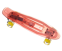 Пенни Борд - скейт Penny Board 850 прозрачный розовый | USB пенниборд скейтборд с LED подсветкой деки и колес