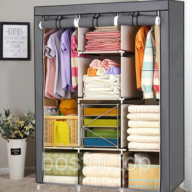 Складана каркасна тканинна шафа Storage Wardrobe 88130, шафа на три секції 130*45*175 BF