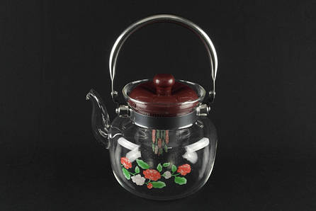 Скляний Чайник для заварювання чаю з жароміцного термостійкого скла А-Плюс заварник для чаю, фото 2