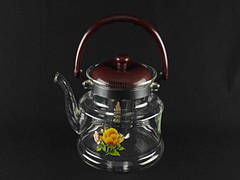 Скляний чайник заварник для заварювання чаю з жароміцного термостійкого скла А-Плюс 1600 мл