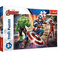 Пазл для детей c крупными деталями макси 24 дет картонный от 3 лет с героями Marvel В мире Мстителей Trefl