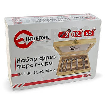 Набір фрез Форстнера в дерев'яному кейсі INTERTOOL HT-0074