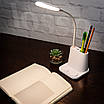 Настільна лампа акумуляторна світлодіодна з утримувачем для телефону LOSSO FL-1200 біла, фото 5