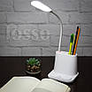 Настільна лампа акумуляторна світлодіодна з утримувачем для телефону LOSSO FL-1200 біла, фото 6
