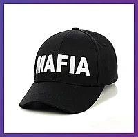 Чорна кепка бейсболка mafia white logo | логотип принт