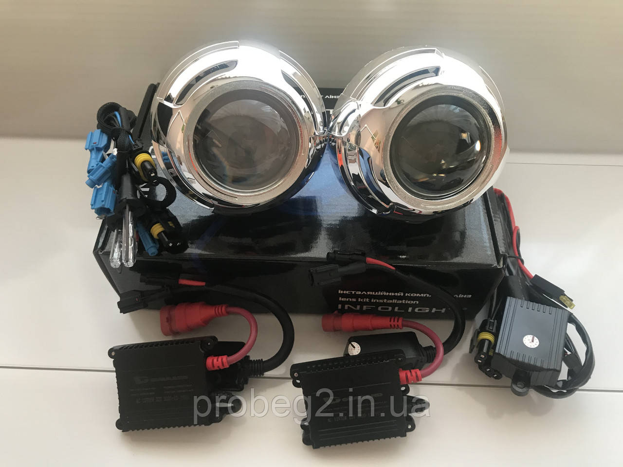 Біксенонові лінзи 3 дюйми Infolight з круглими масками і ксенон H1 5000 k