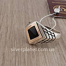 Срібна печатка з золотими вставками. Чоловічі кільця срібло 925, фото 9