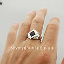 Срібна печатка з золотими вставками. Чоловічі кільця срібло 925, фото 2
