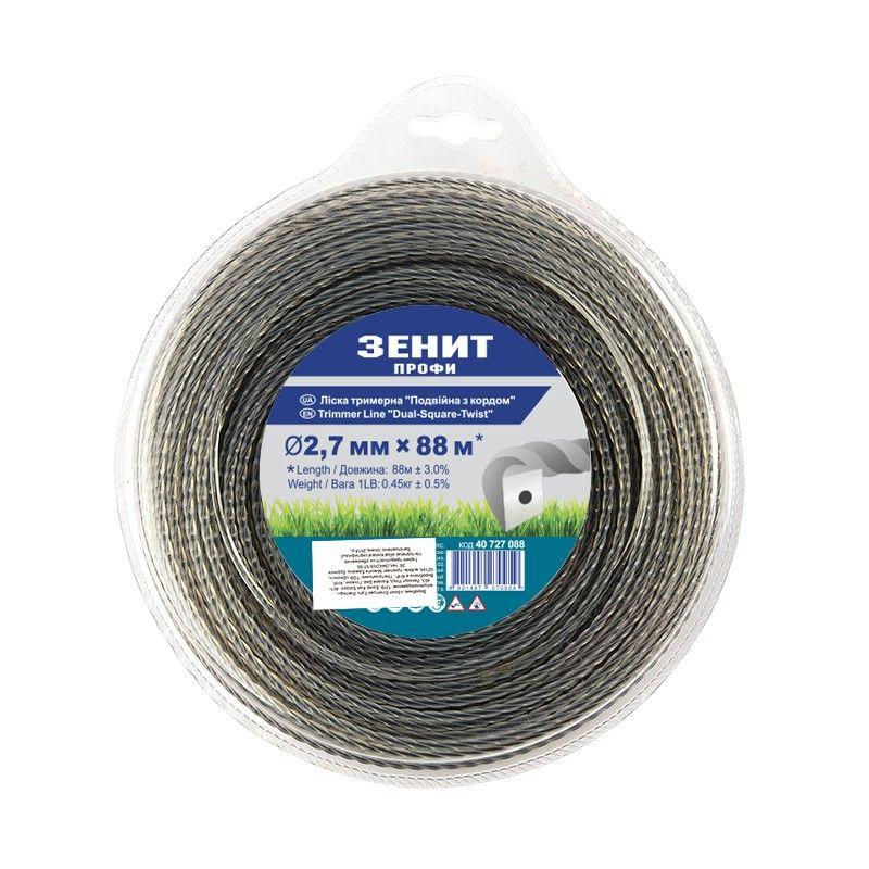 Волосінь тримерна Зеніт Профі 2,7 мм*88м (армована, кручений квадрат), (40727088)