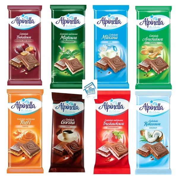 Шоколад Alpinella 8 смаків в асортименті Польща 100 р. від 50 шт.