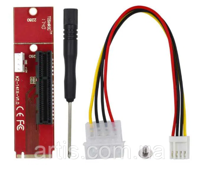 Райзер M2 перехідник червоний -> PCI-E під райзер M.2 PCI-E м2
