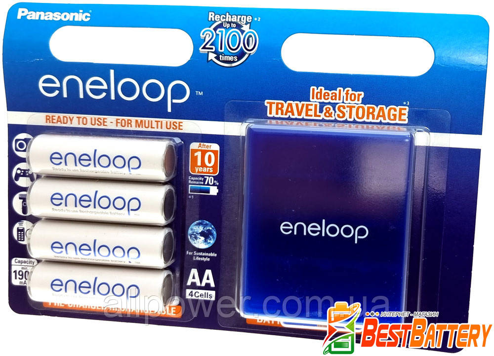 Panasonic Eneloop 2000 mAh (min 1900 mAh) BK-3MCCE/4BE в блистере ...