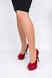 Туфлі жіночі бордові замшеві на високих зручному підборах 12 см, фото 2
