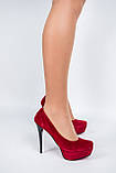 Туфлі жіночі бордові замшеві на високих зручному підборах 12 см, фото 5