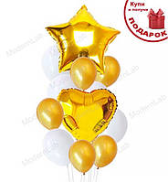 Гелиевые шары "Gold&White", набор 12 шт (шарики с гелием)