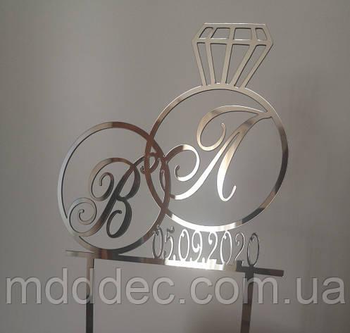 Дзеркальні Весільні топери Топери з ініціативами молодіжний!! В&Л+дата, фото 1