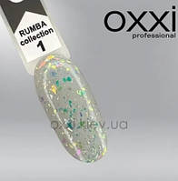 Гель-лак Rumba Oxxi 1 (золотисто-салатовый микс слюды на прозрачной основе), 10мл