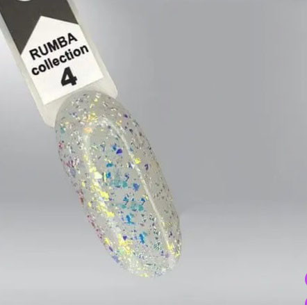 Гель-лак Rumba Oxxi 4 (салатово-золотистий мікс слюди на прозорій основі), 10 мл